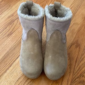 No. 6 shearling lambskin tall clogs size 38 beige color super warm.